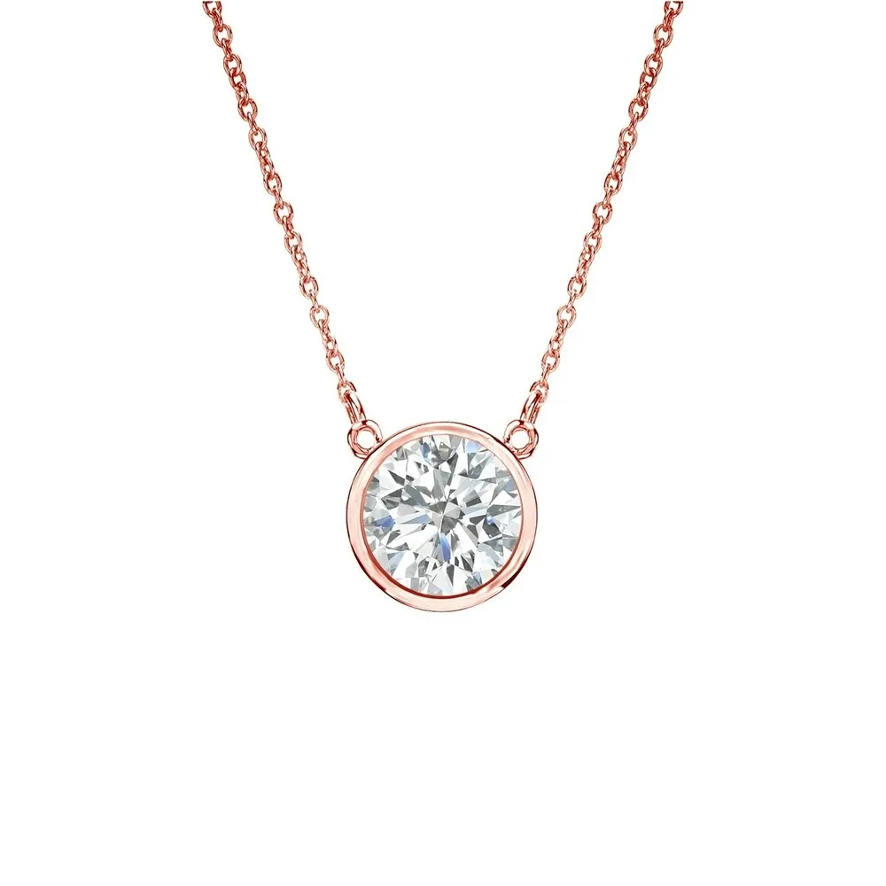 Auriya 1/3ctw Round Solitaire Diamond Necklace 14k Gold Bezel-set - 4.4mm (I-J, SI1-SI2) sold by Zulily product image thumbnail 3