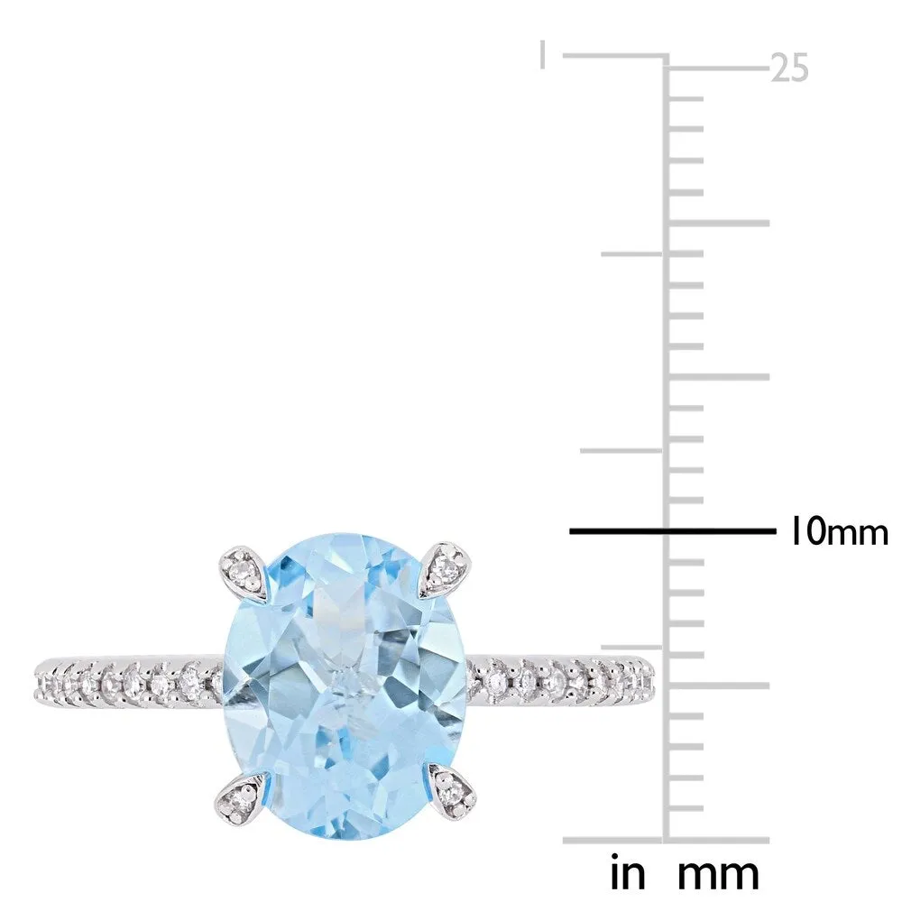 Miadora 10k White Gold Oval-Cut Sky-Blue Topaz and 1/10ct TDW Diamond Solitaire Ring sold by Zulily product image thumbnail 4