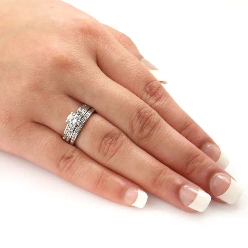 Auriya Platinum 1cttw Round Diamond Engagement Ring Set sold by Zulily