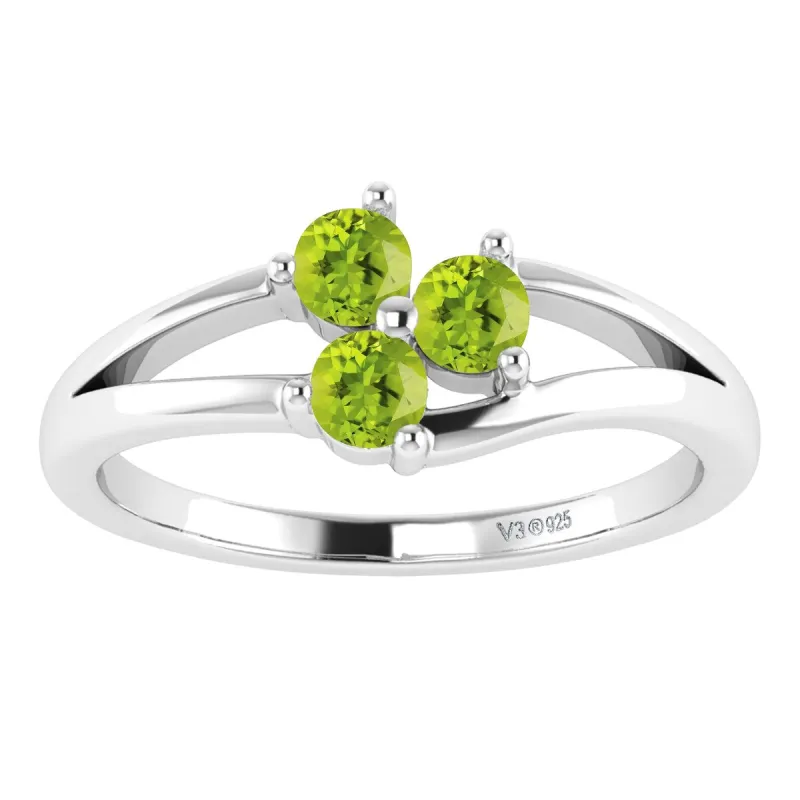 Sterling Silver Natural Peridot Three Stone Ring sold by Zulily