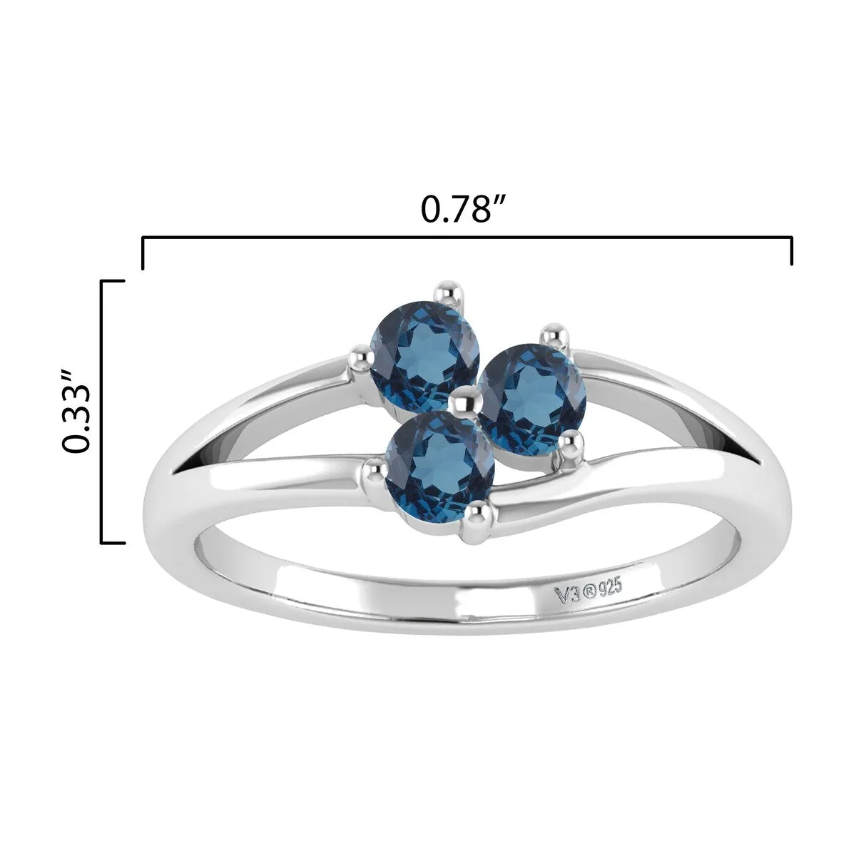 Sterling Silver Natural London Blue Topaz Three Stone Ring sold by Zulily product image thumbnail 3