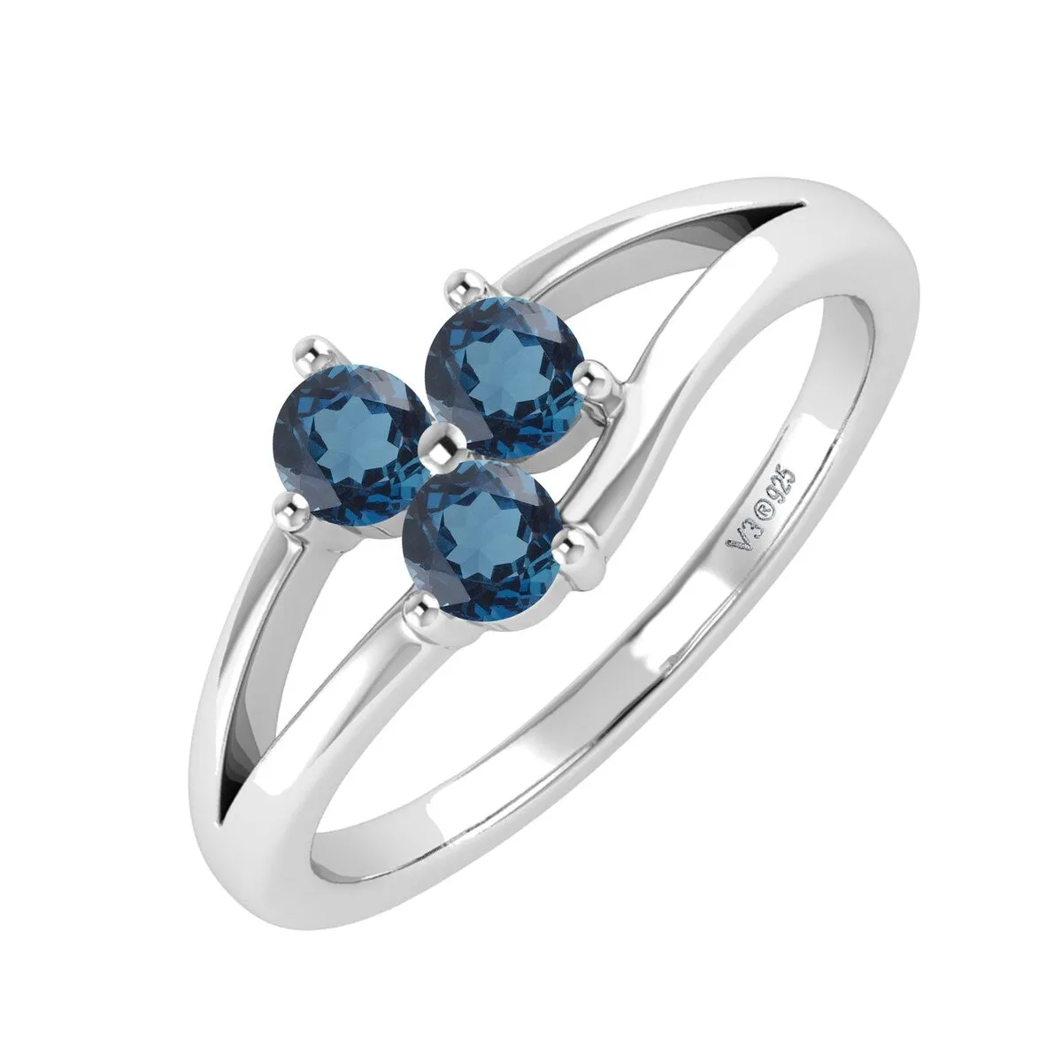 Sterling Silver Natural London Blue Topaz Three Stone Ring sold by Zulily product image thumbnail 2