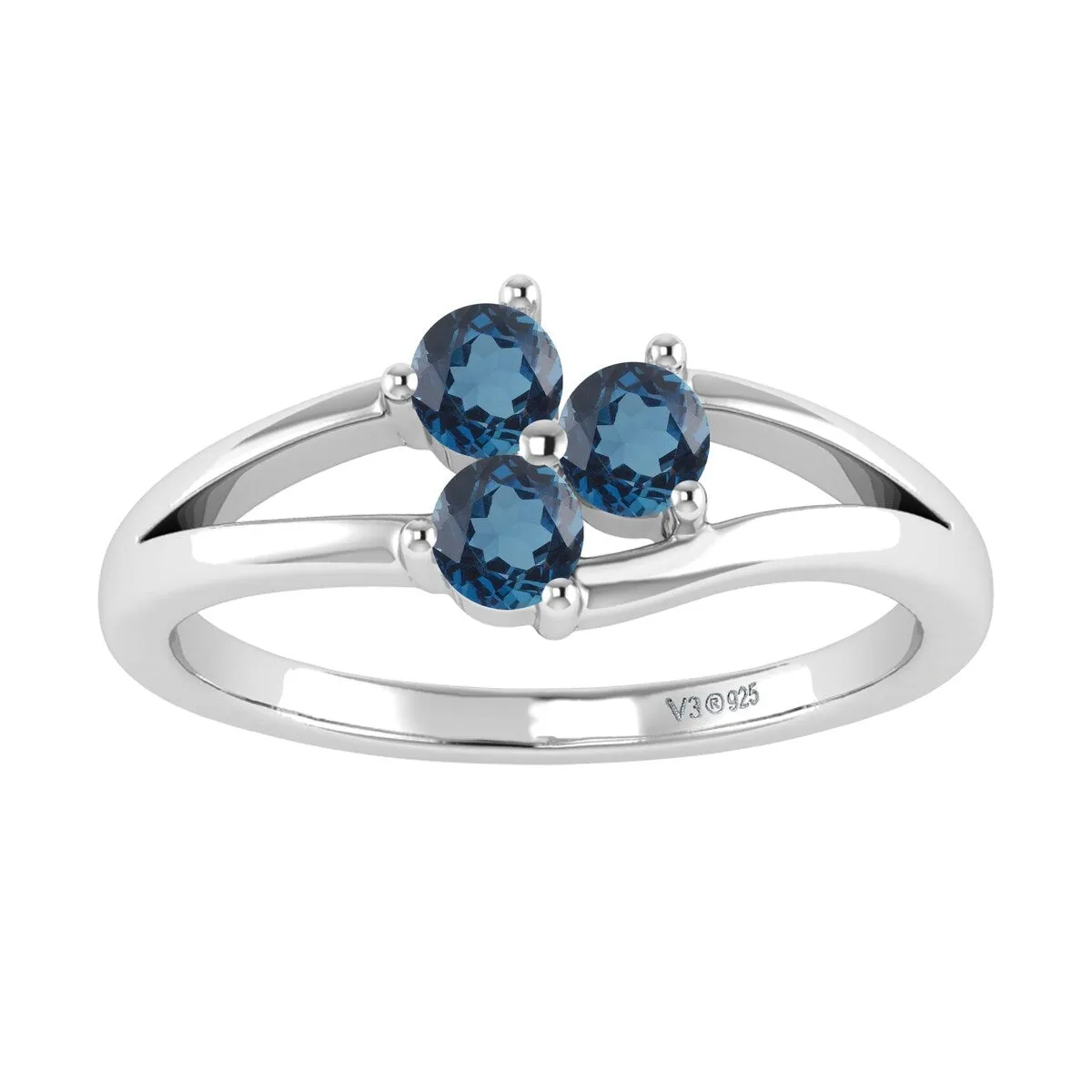 Sterling Silver Natural London Blue Topaz Three Stone Ring sold by Zulily