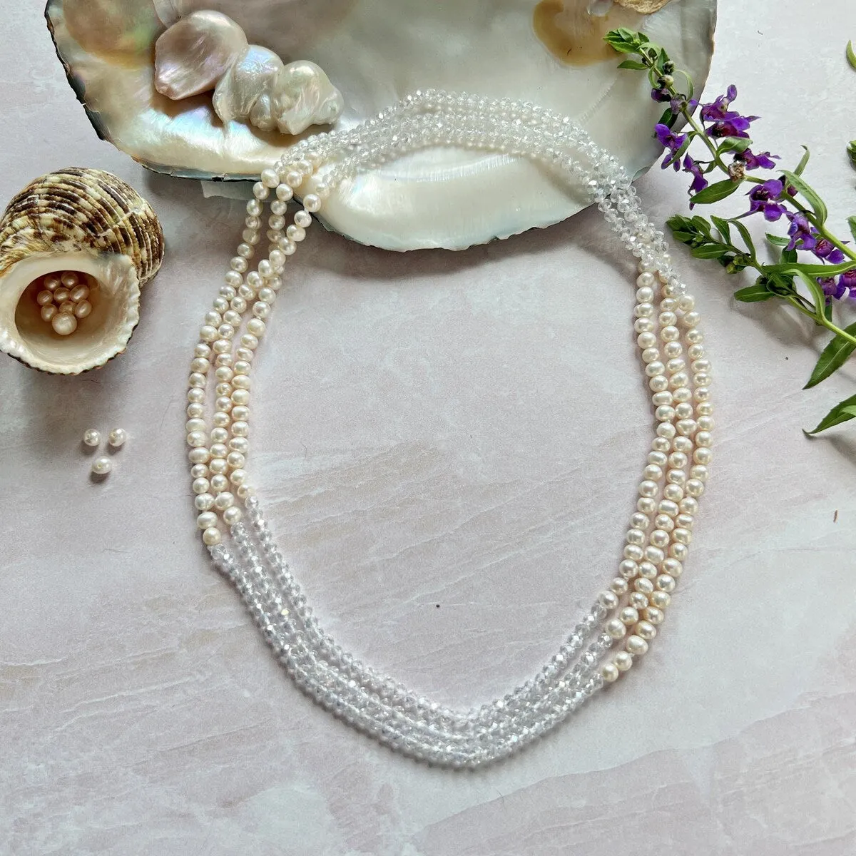 Freshwater Pearl and Crystal Necklace sold by Zulily product image thumbnail 3