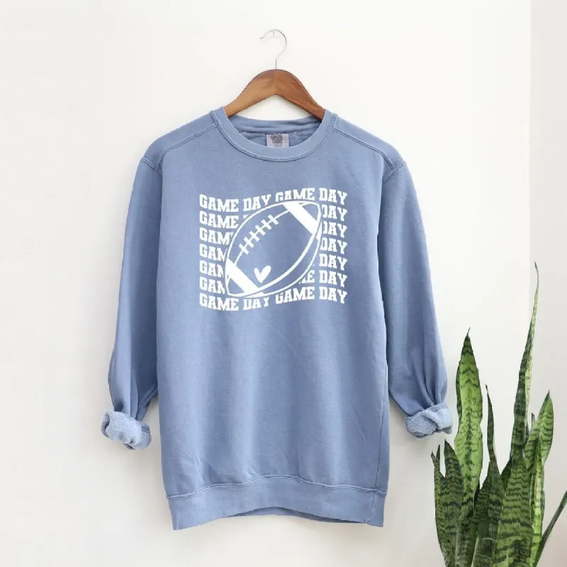 Football Game Day Stacked Wavy Garment Dyed Sweatshirt sold by Zulily
