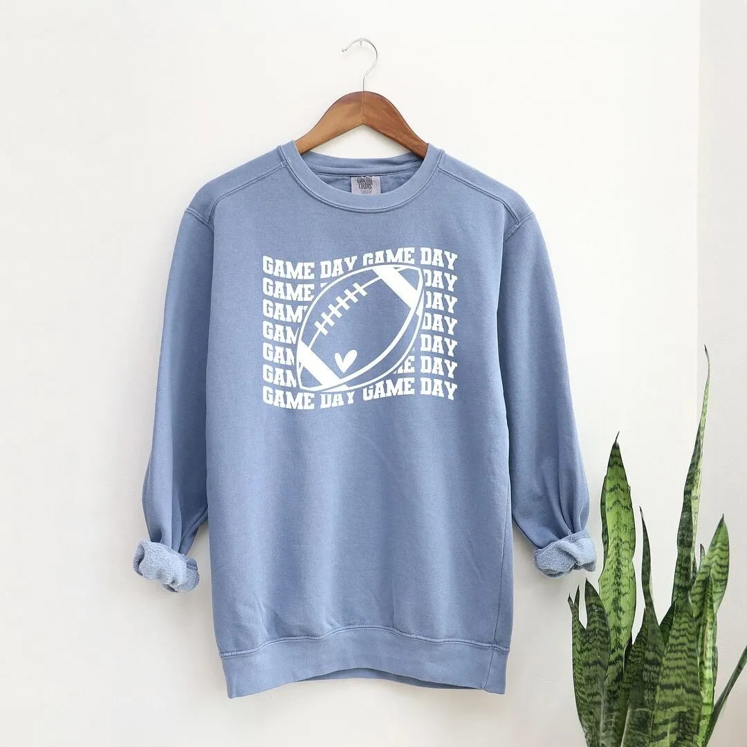 Football Game Day Stacked Wavy Garment Dyed Sweatshirt sold by Zulily