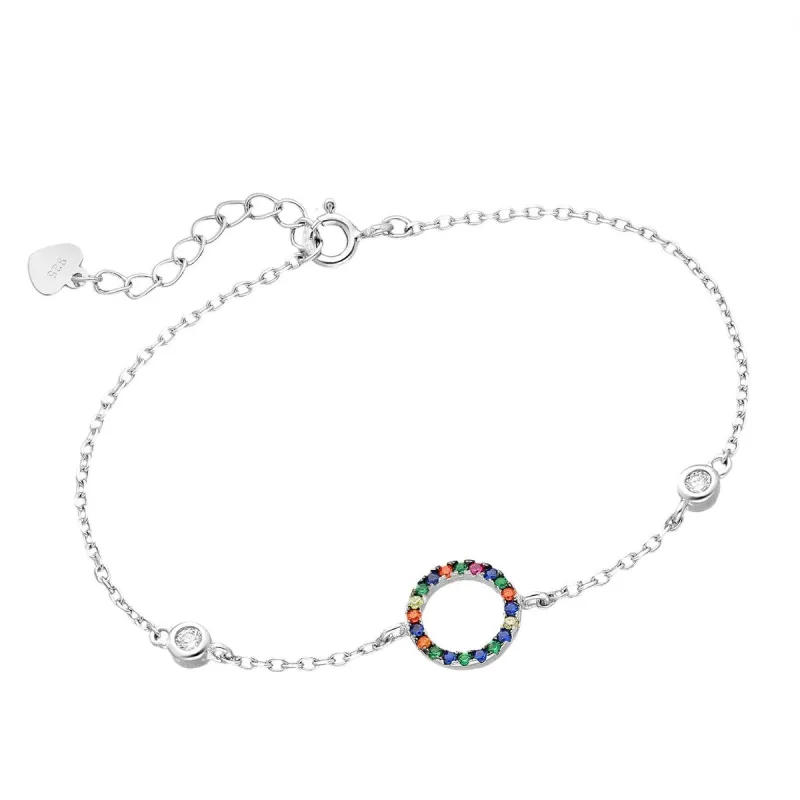 Sterling Silver Multi-Colored CZ Circle Bracelet - Multi sold by Zulily