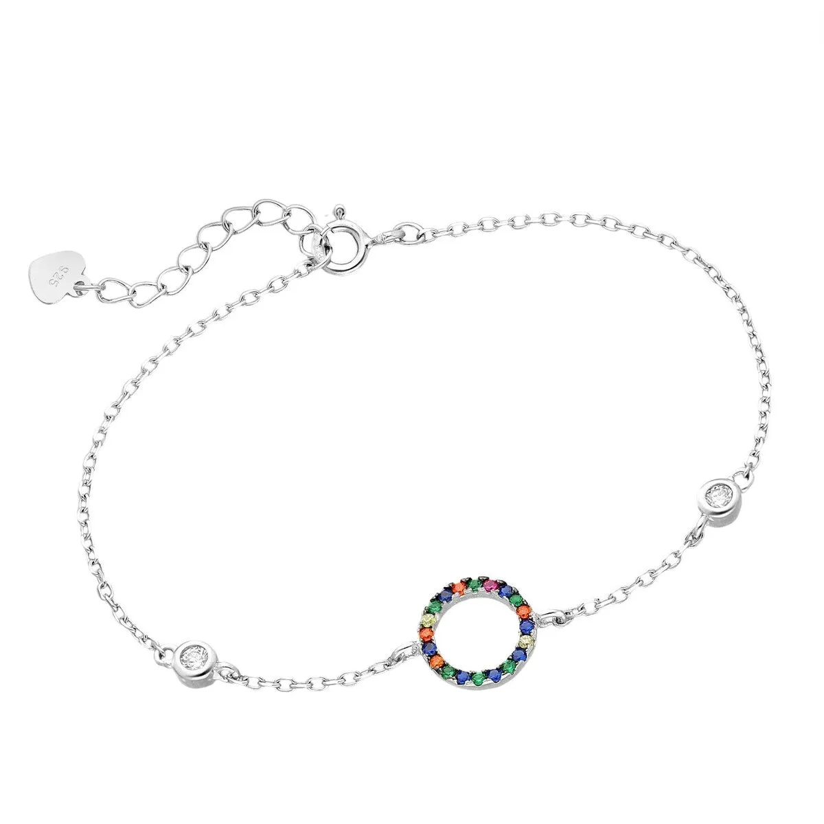 Sterling Silver Multi-Colored CZ Circle Bracelet - Multi sold by Zulily