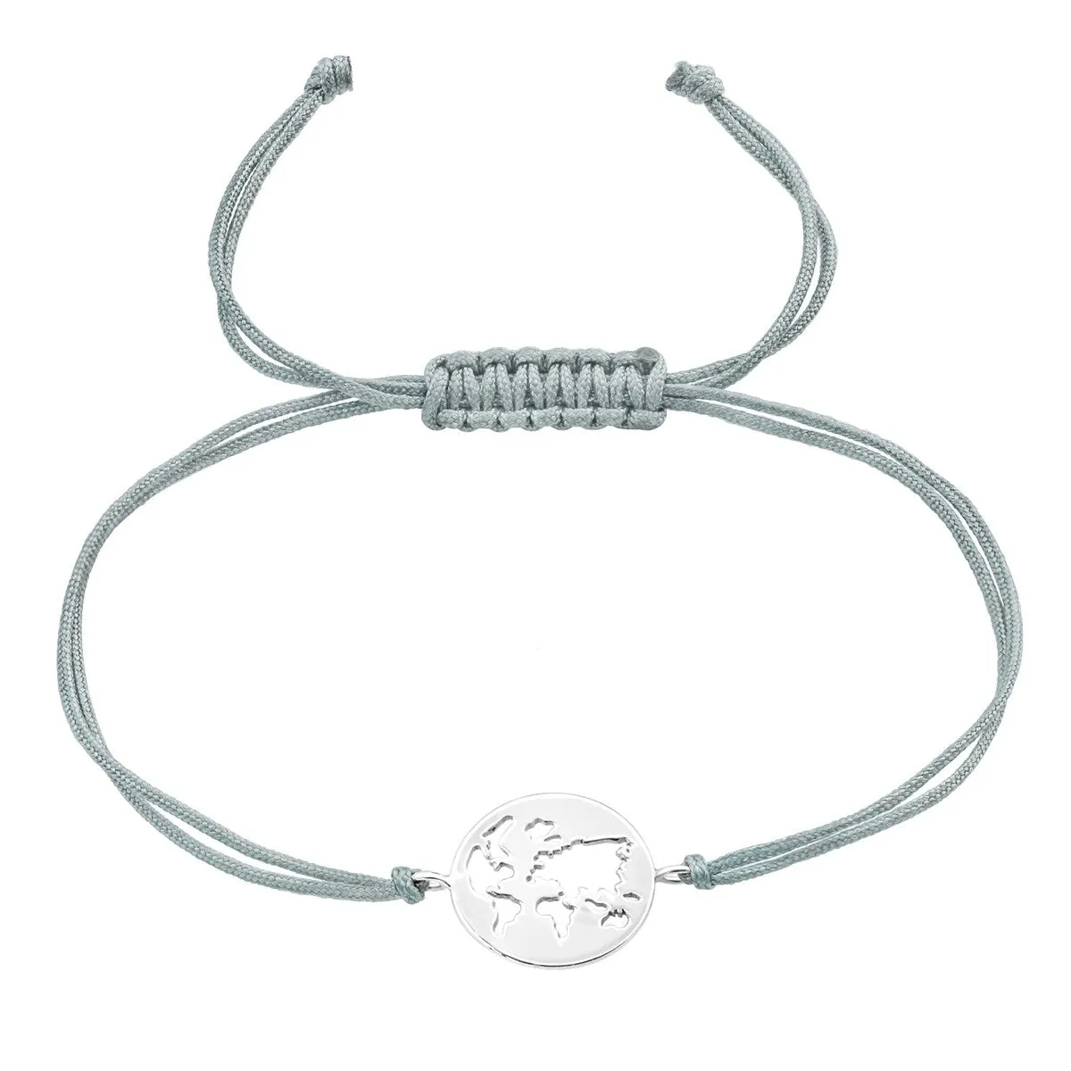 Grey Adjustable Sterling Silver World Bracelet sold by Zulily