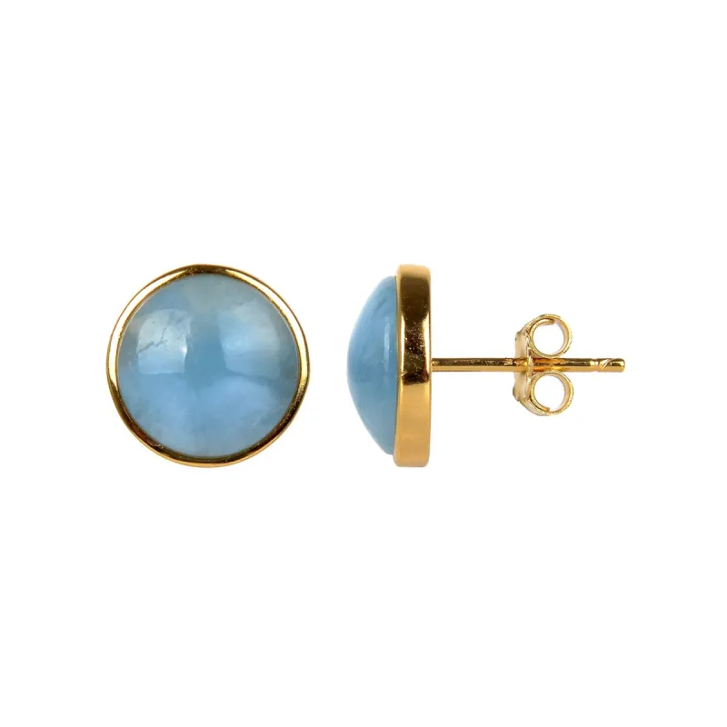 18K Gold Plated 10MM Natural Aquamarine Stud Earrings sold by Zulily