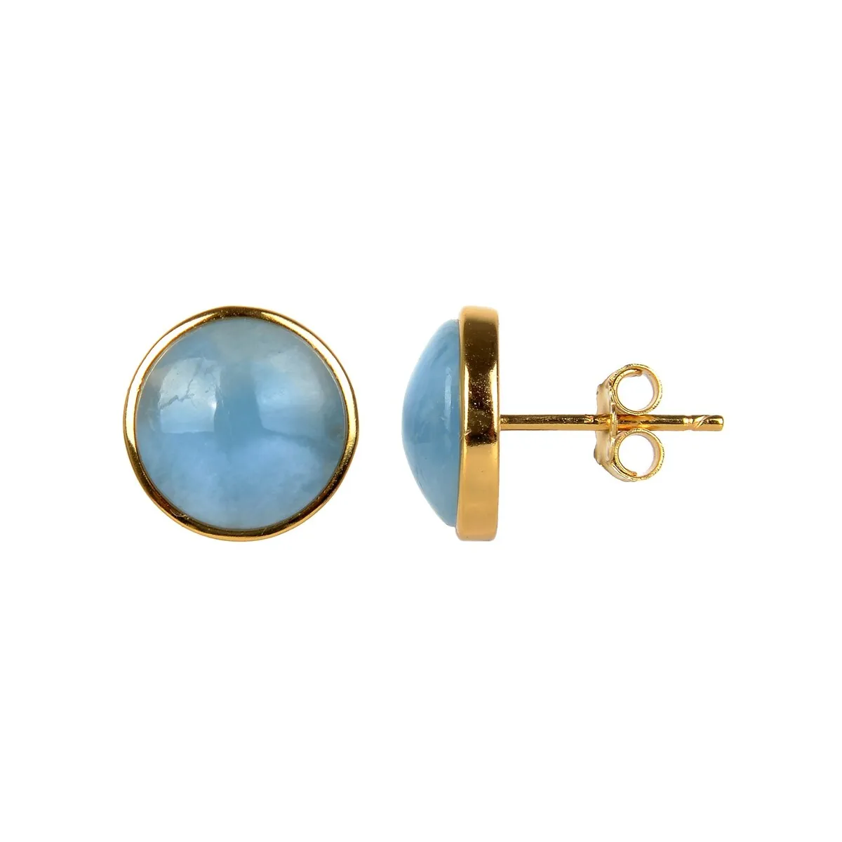 18K Gold Plated 10MM Natural Aquamarine Stud Earrings sold by Zulily