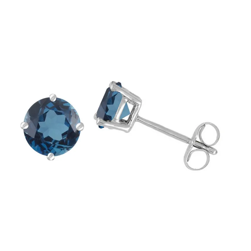 Sterling Silver Natural London Blue Topaz Stud Earrings sold by Zulily