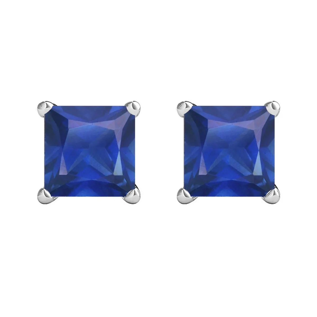 Sterling Silver 2.50CT Blue Sapphire Square Stud Earrings sold by Zulily