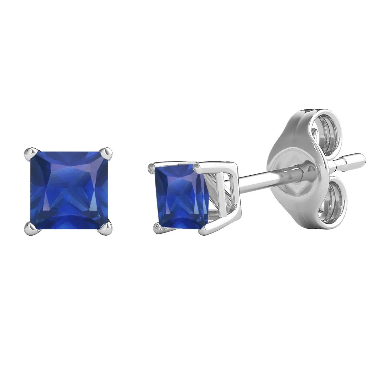Sterling Silver 2.50CT Blue Sapphire Square Stud Earrings sold by Zulily product image thumbnail 2