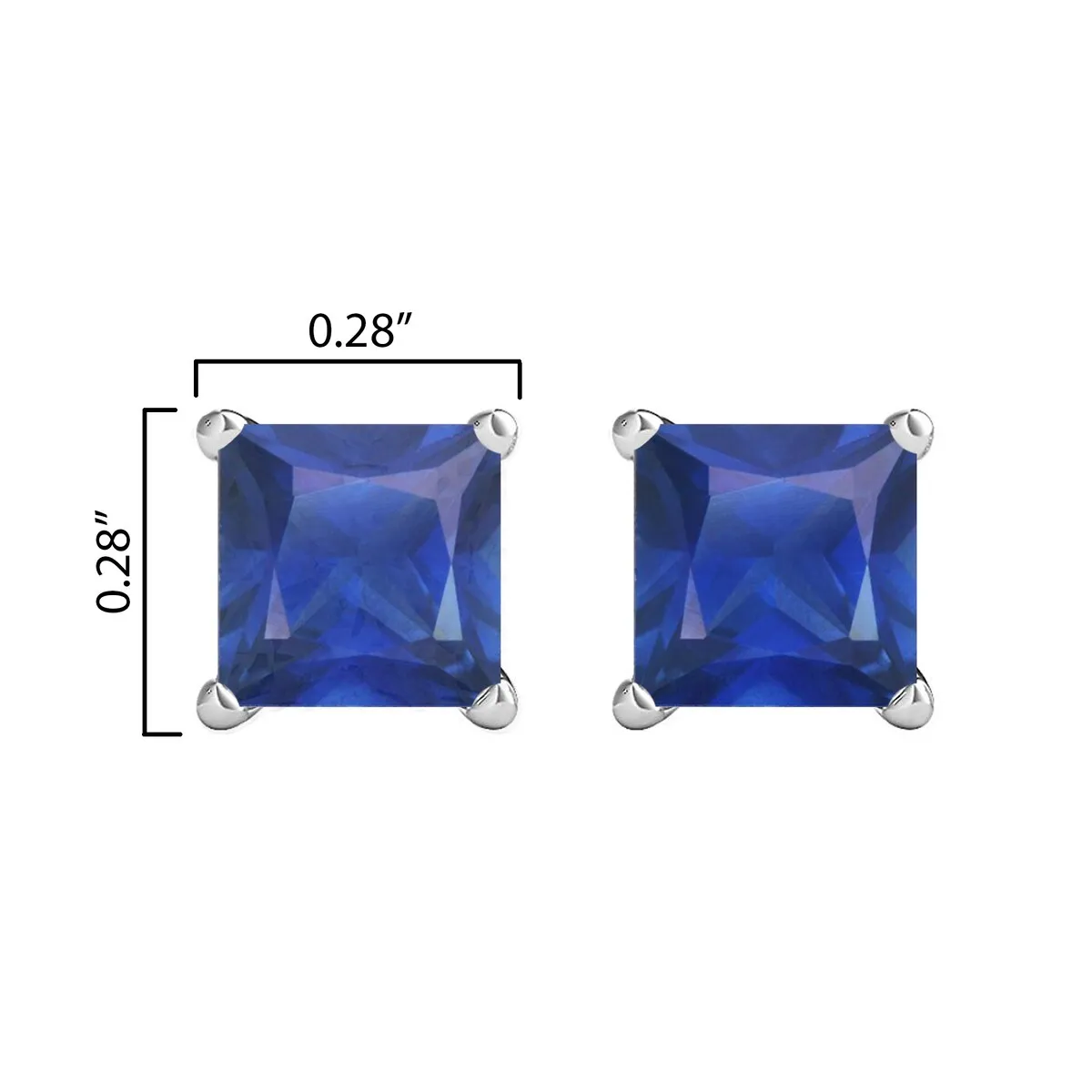 Sterling Silver 2.50CT Blue Sapphire Square Stud Earrings sold by Zulily product image thumbnail 3