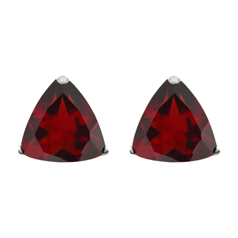 Natural Garnet Sterling Silver Trillion Stud Earrings sold by Zulily