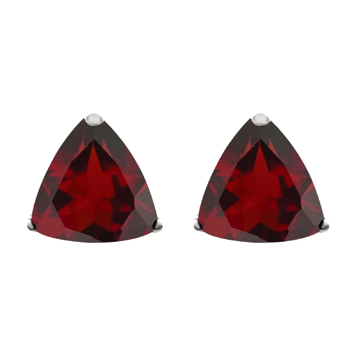 Natural Garnet Sterling Silver Trillion Stud Earrings sold by Zulily