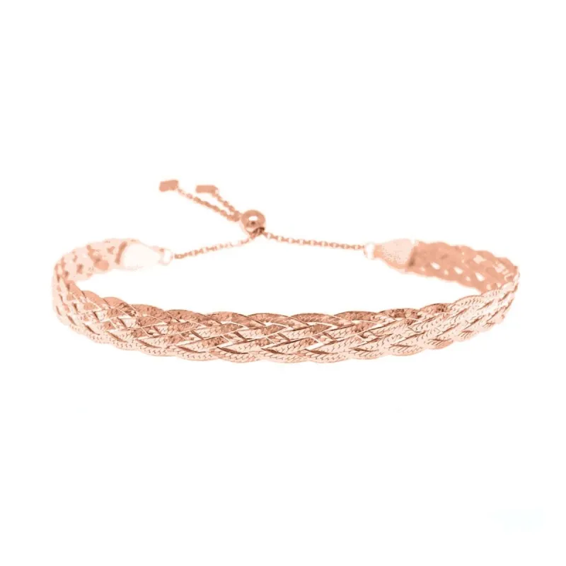 925 Sterling Silver Adjustable Braided Herringbone Bracelet sold by Zulily