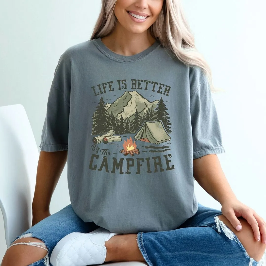 Life Is Better By The Campfire Tent Garment Dyed Tee sold by Zulily product image thumbnail 2
