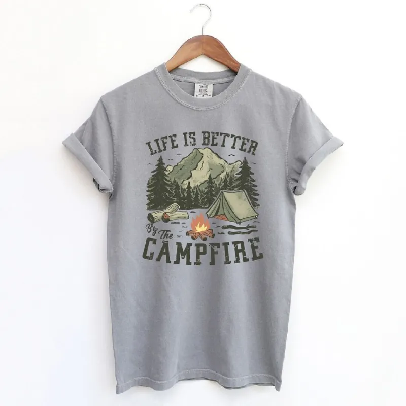 Life Is Better By The Campfire Tent Garment Dyed Tee sold by Zulily