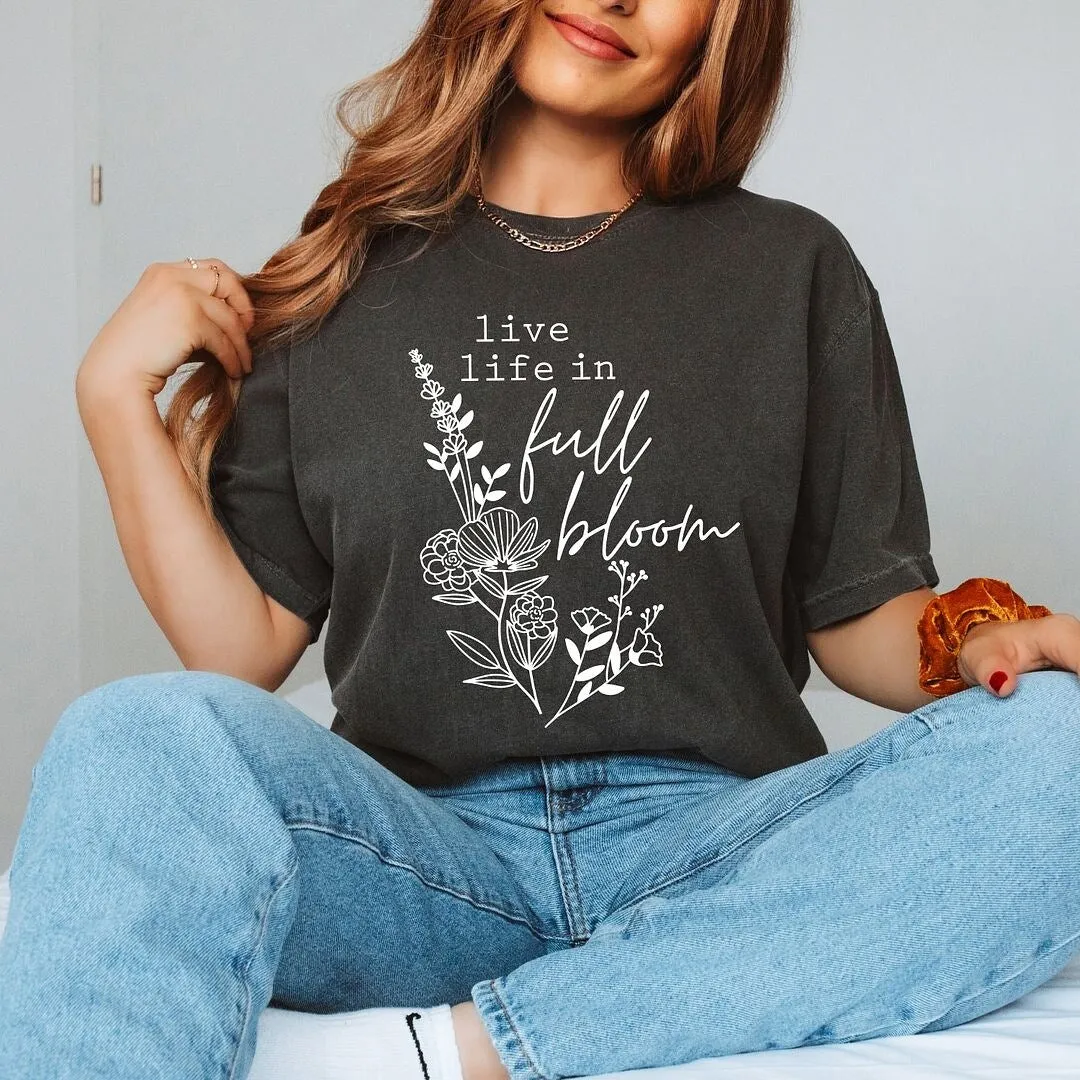 Live Life In Full Bloom Bouquet Garment Dyed Tee sold by Zulily product image thumbnail 2
