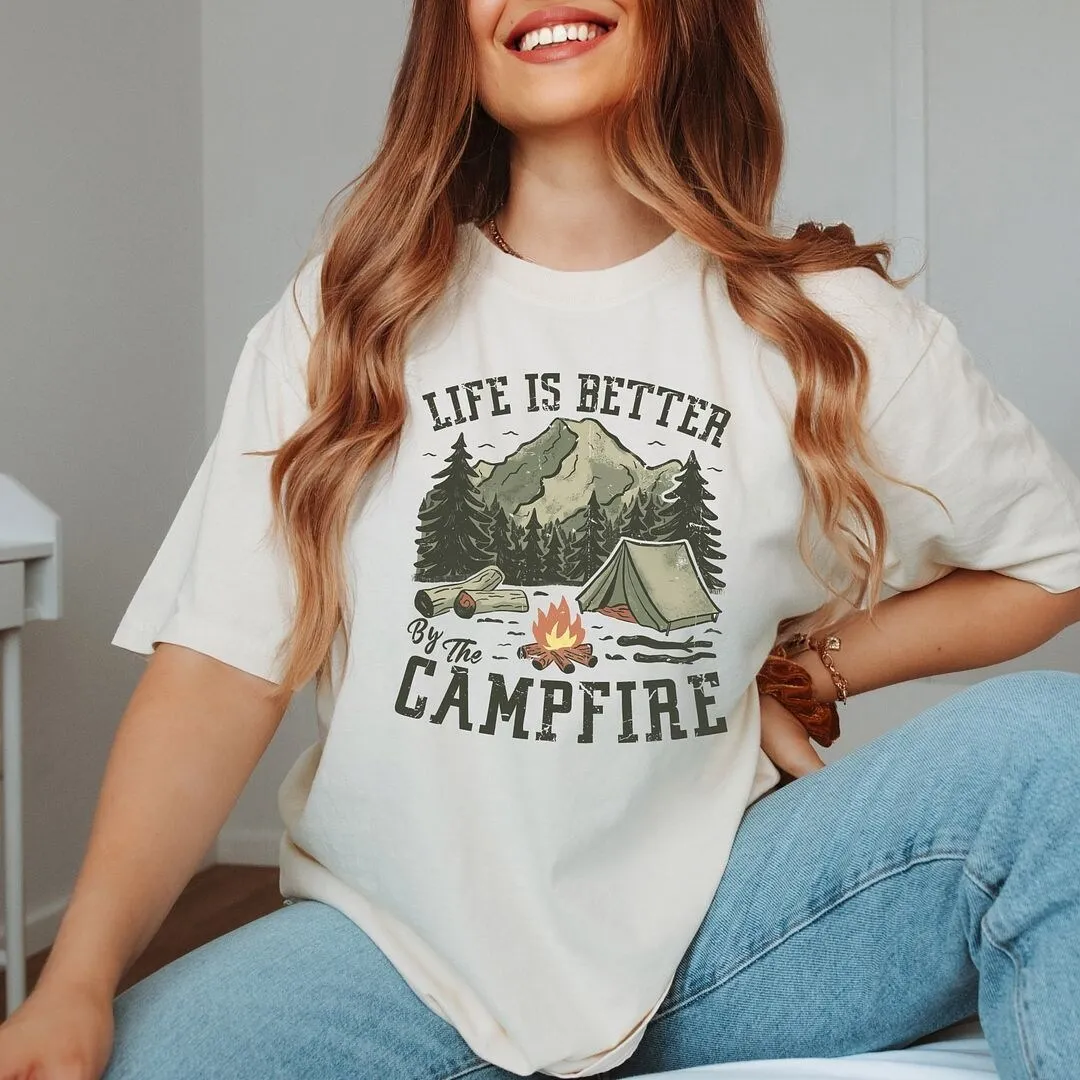 Life Is Better By The Campfire Tent Garment Dyed Tee sold by Zulily product image thumbnail 2
