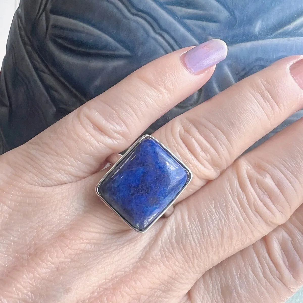 Vera & Co Sterling Silver Genuine Lapis Lazuli Rectangular Ring sold by Zulily