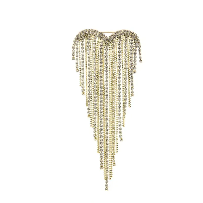 Goldtone Crystal Chain Heart Brooch sold by Zulily