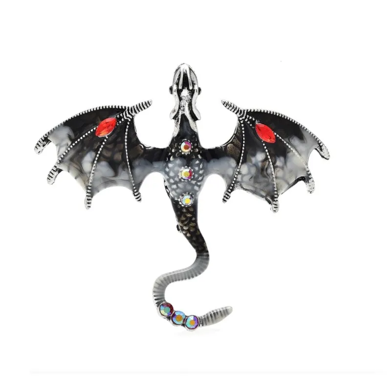 Black & Grey Crystal Dragon Brooch sold by Zulily