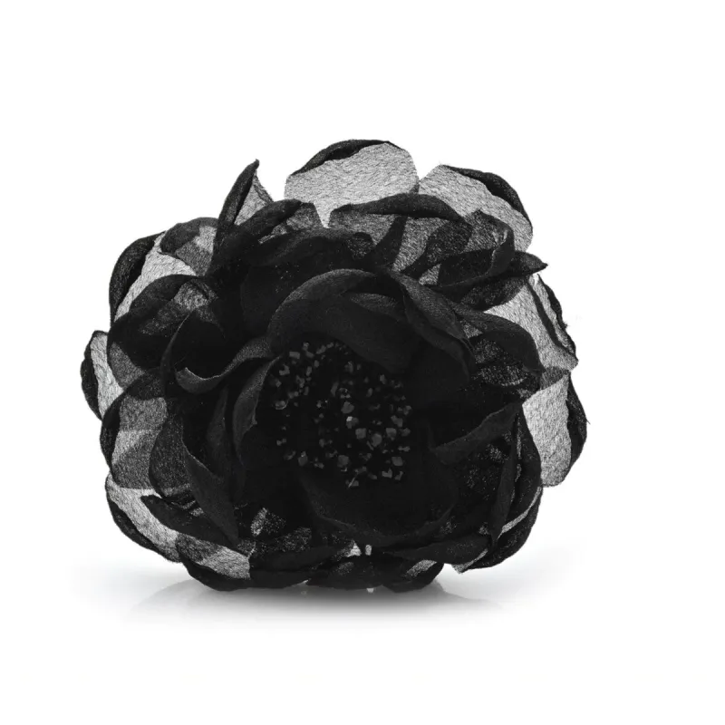 Black Satin And Beaded Black Rose Brooch sold by Zulily