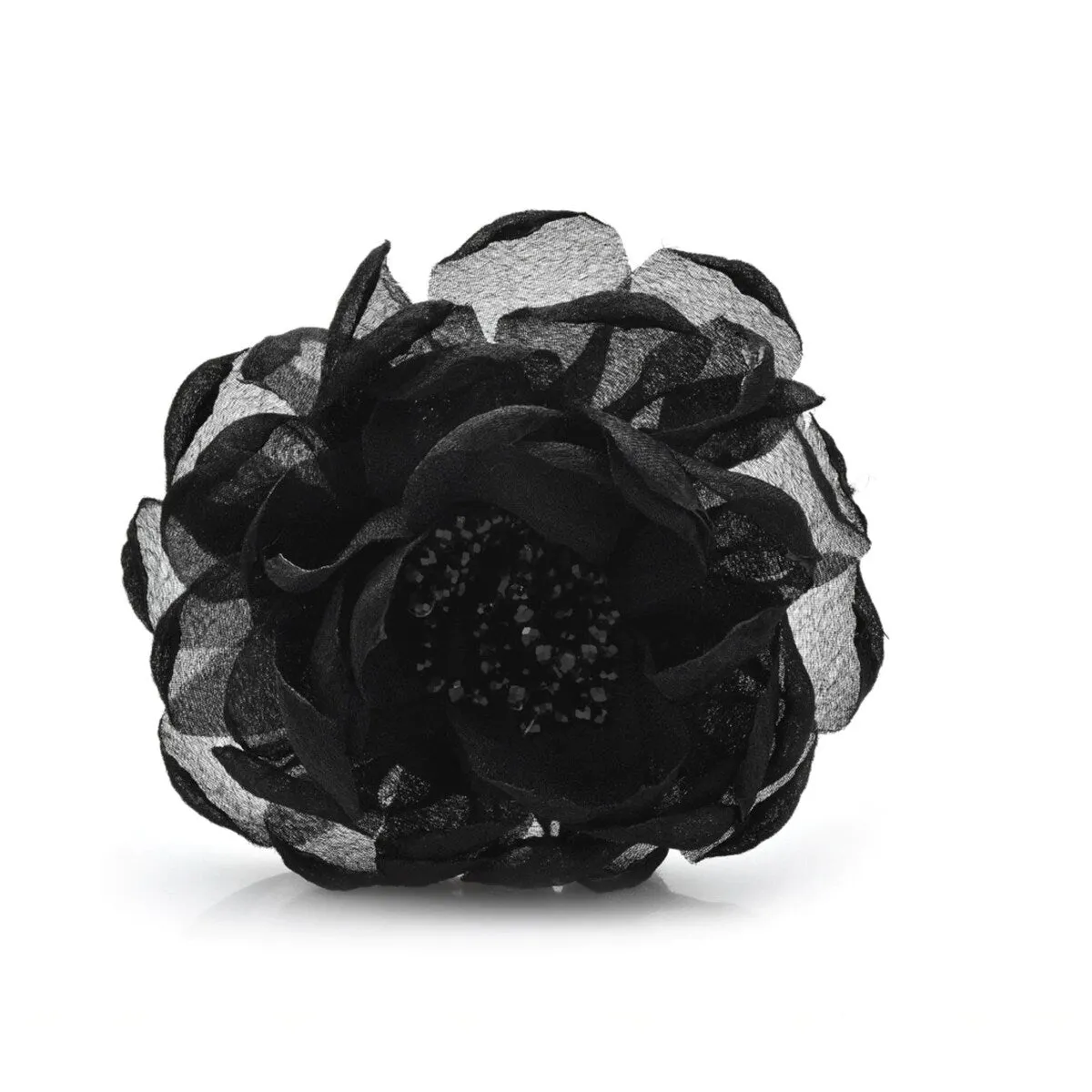 Black Satin And Beaded Black Rose Brooch sold by Zulily