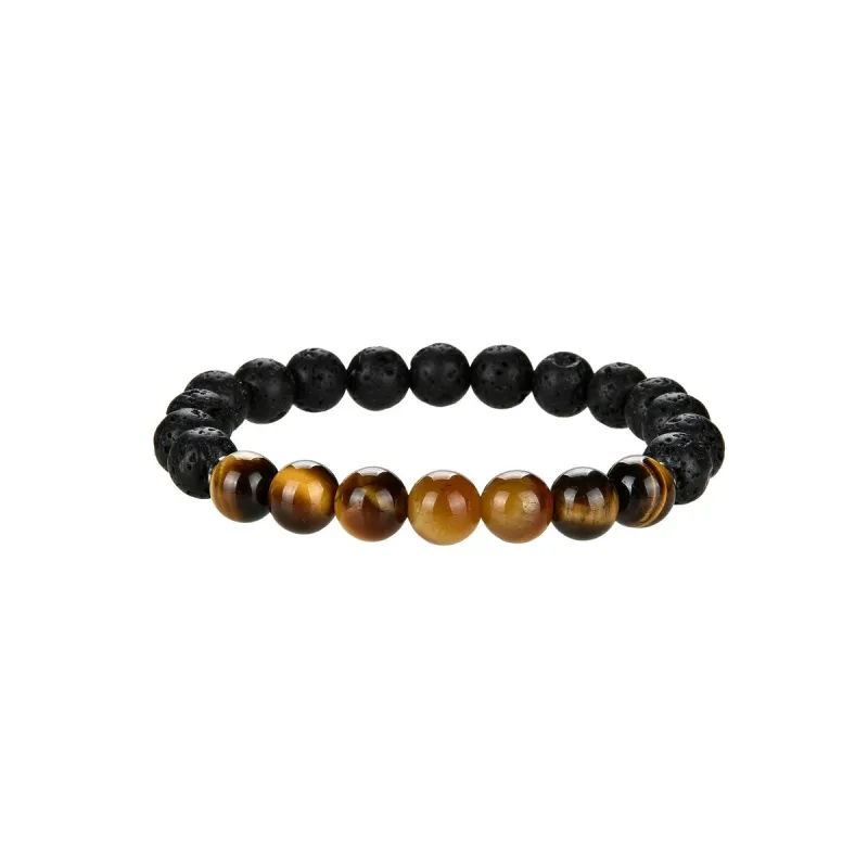 Tiger Eye and Lava Bead Stretch Bracelet sold by Zulily