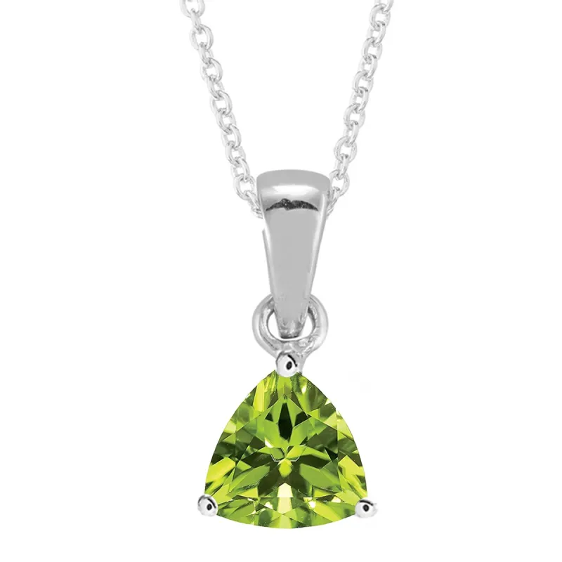 Natural Peridot Sterling Silver Trillion Solitaire Pendant sold by Zulily