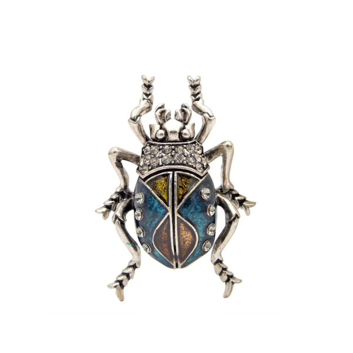 Don't AsK Teal & Yellow Beetle Brooch sold by Zulily