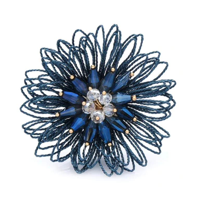 Blue Clustered Crystal Flower Brooch sold by Zulily