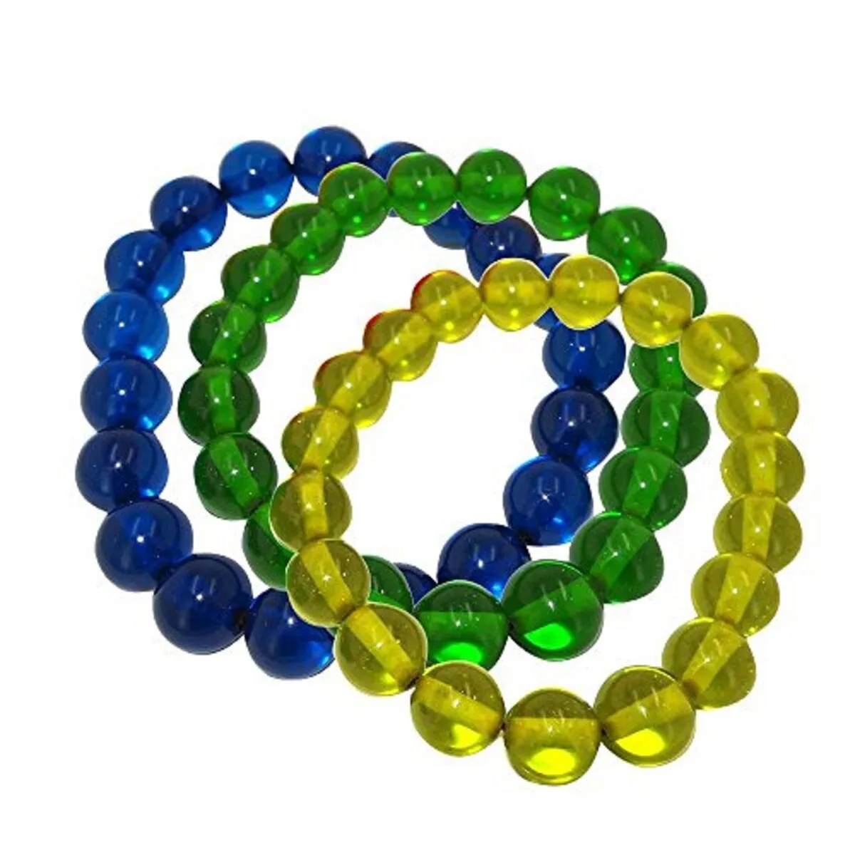 Yellow, Green and Blue Set of Three Amber Stretch Bracelet sold by Zulily