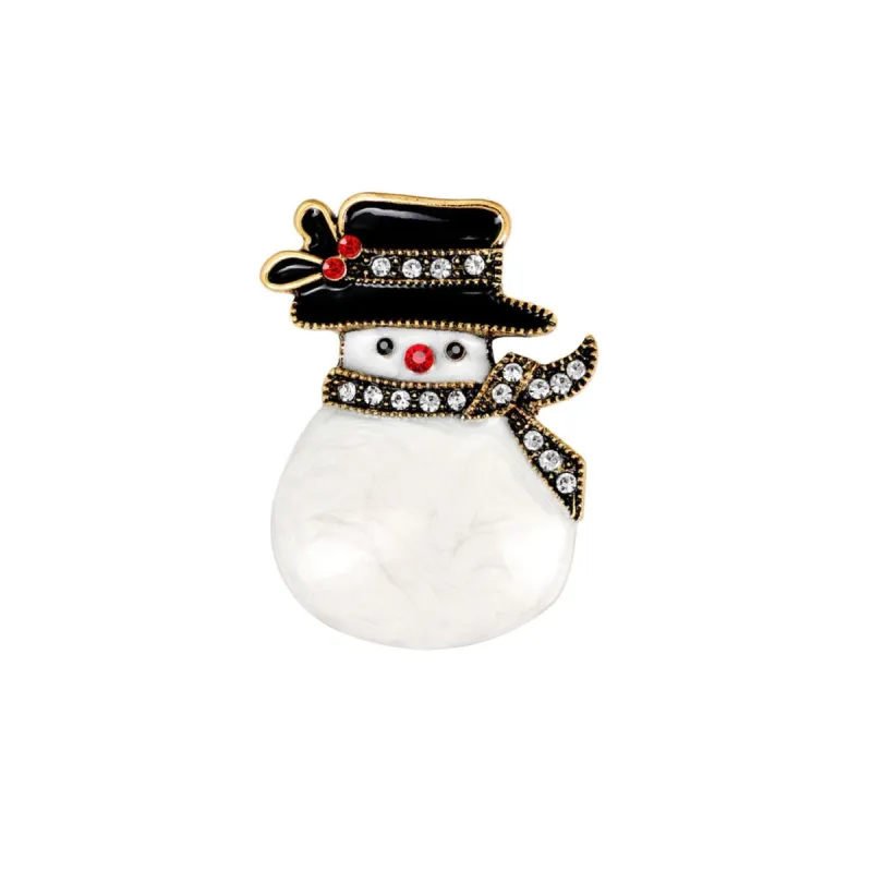 Don't AsK Goldtone & White Snowman With Black Hat Brooch sold by Zulily