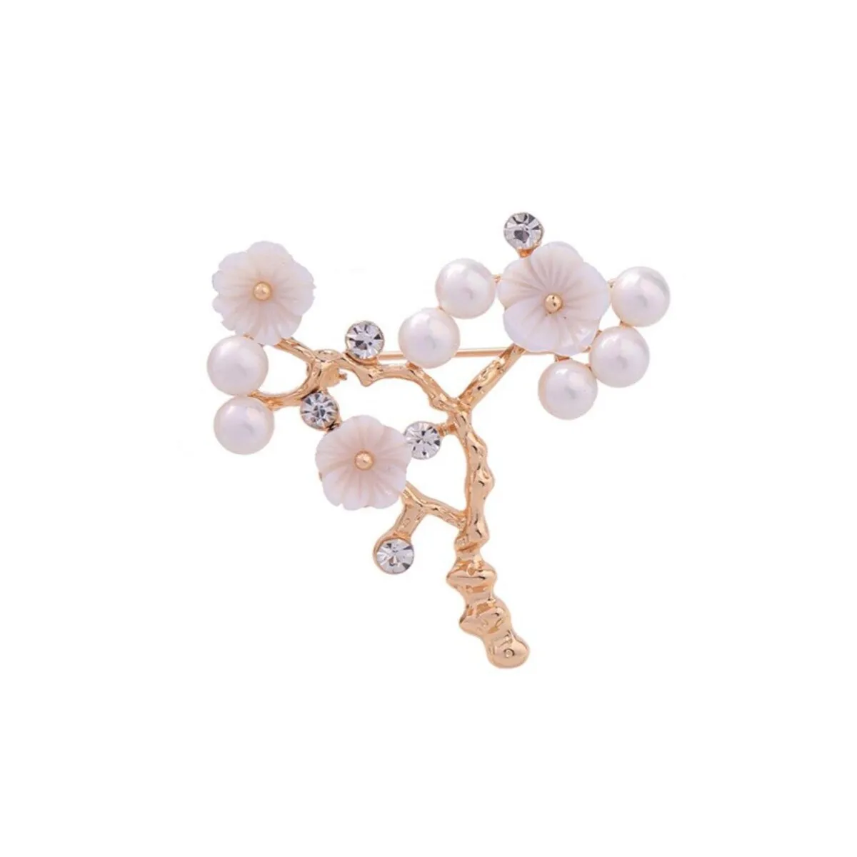 Goldtone White Flower Brooch sold by Zulily