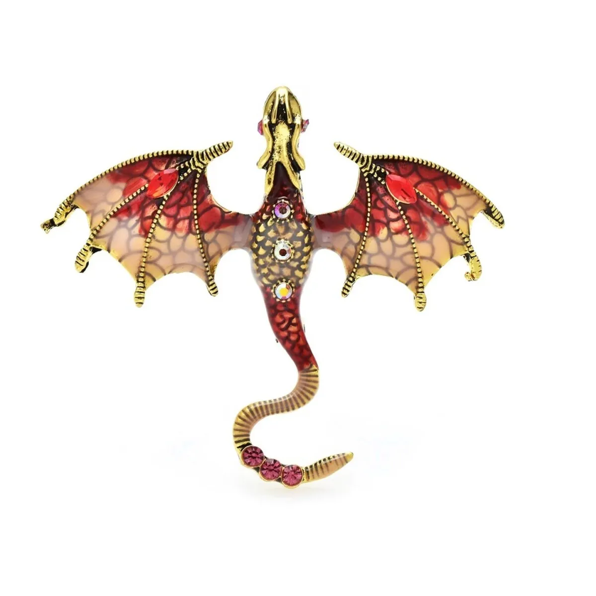 Don't AsK Goldtone Red and AB Crystal Dragon Brooch Pin sold by Zulily