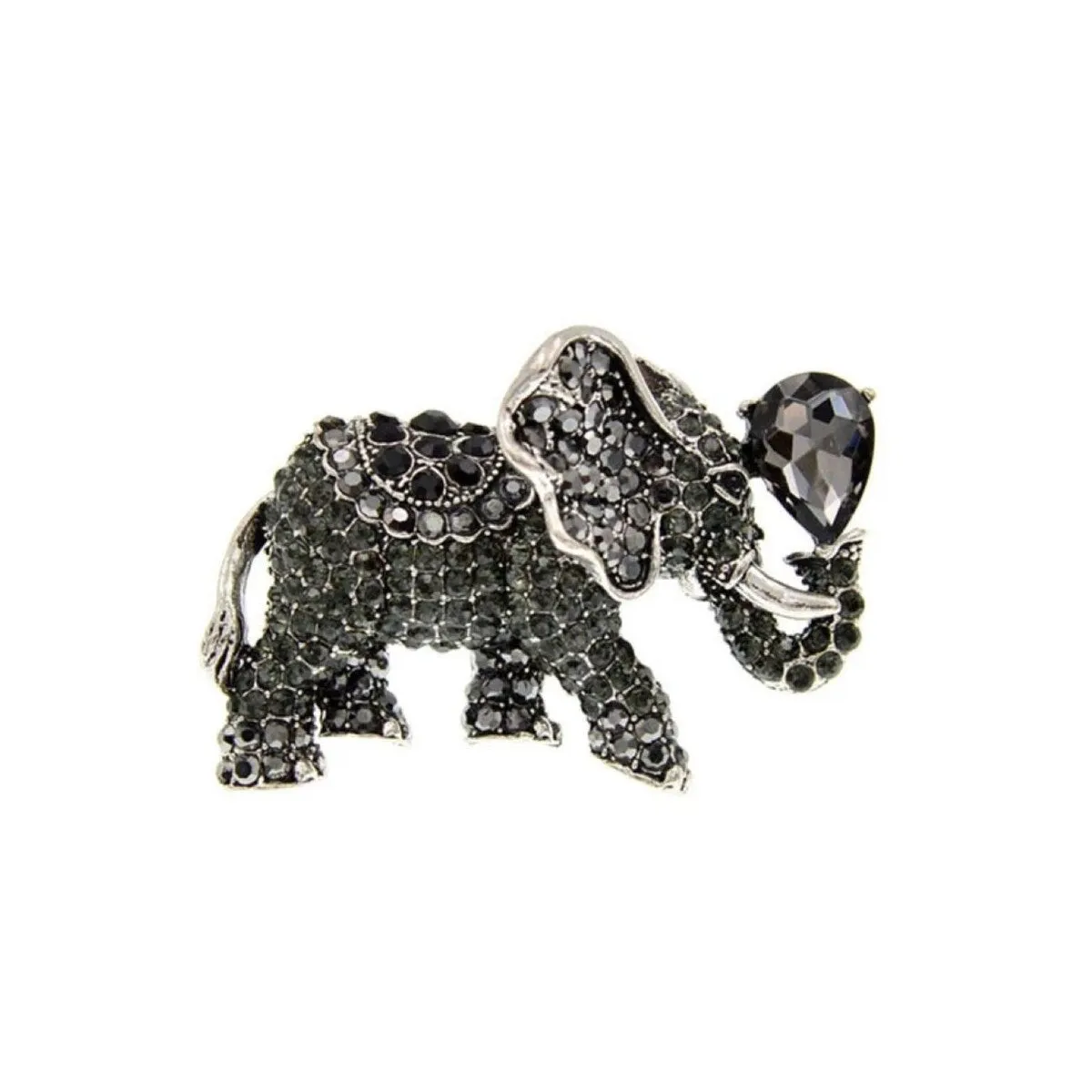 Black Crystal Elephant Brooch sold by Zulily