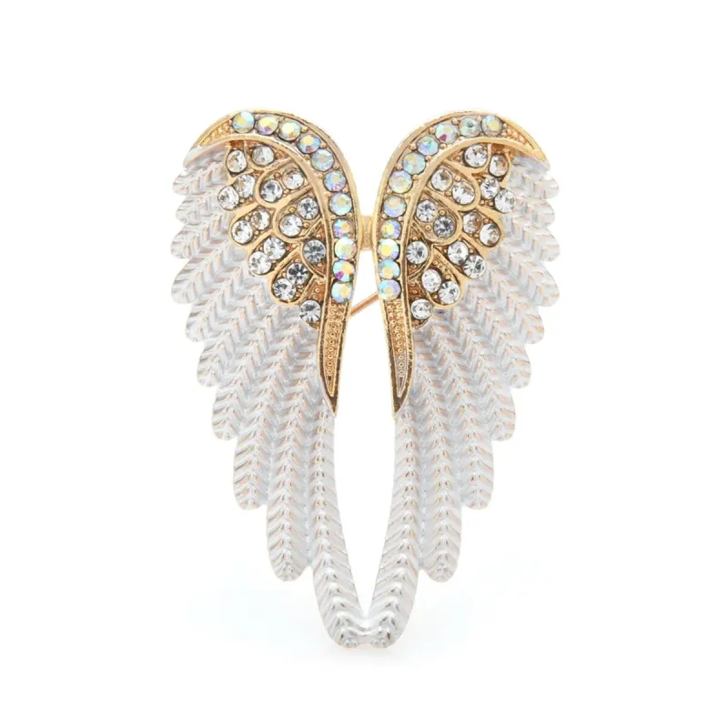 Goldtone & White Crystal Wing Brooch sold by Zulily