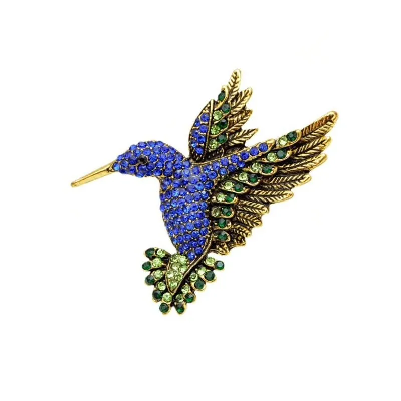 Blue Green Crystal Hummingbird Brooch sold by Zulily