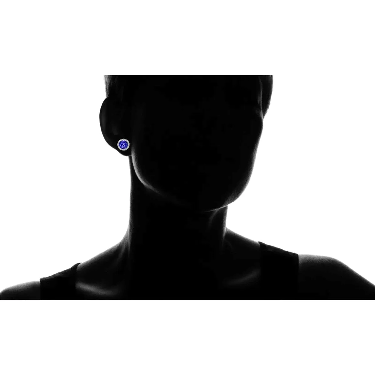 925 Sterling Silver Halo Round Cut Tanzanite Stud Earrings sold by Zulily product image thumbnail 2