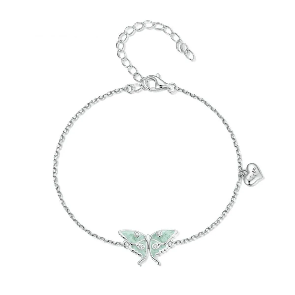 Sterling Silver & Green Cubic Zirconia Butterfly Charm Bracelet - Clear sold by Zulily