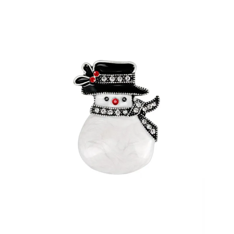 Don't AsK Silvertone & White Snowman With Black Hat Brooch sold by Zulily
