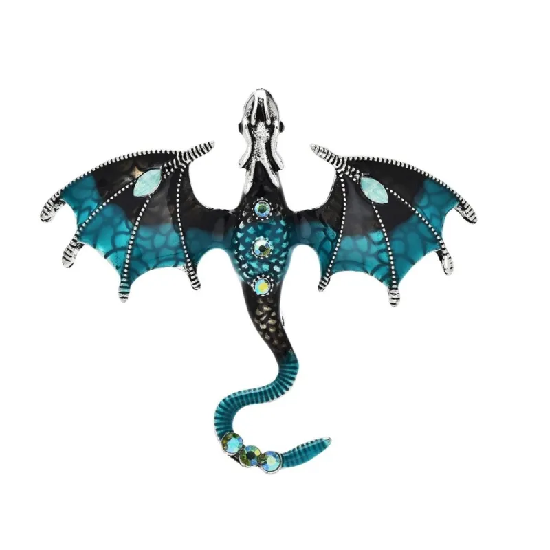 Don't AsK Blue Teal and Black Crystal Dragon Brooch sold by Zulily