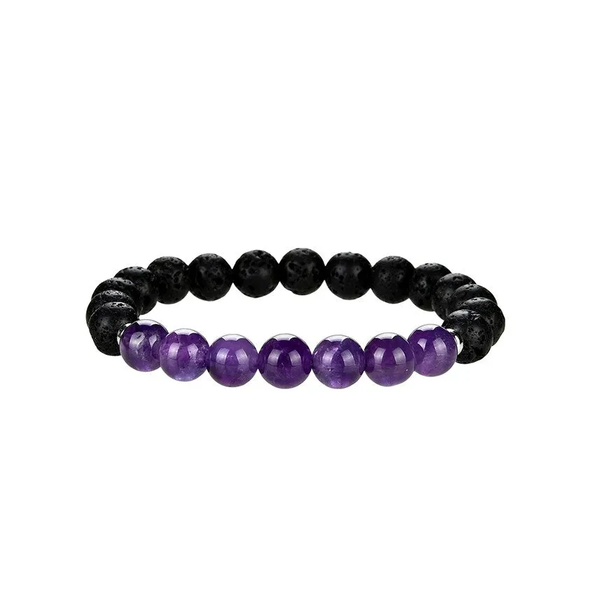 Amethyst and Lava Bead Stretch Bracelet sold by Zulily