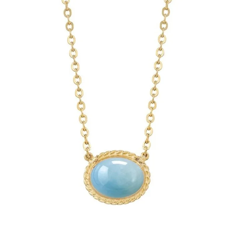 Natural Aquamarine 18K Gold Plated Sterling Silver Oval Solitaire Necklace sold by Zulily