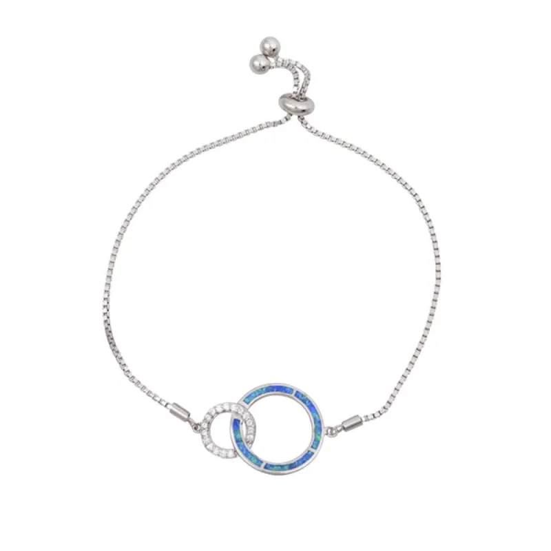 Sterling Silver & CZ Pave Interlocked Blue Lab Opal Adjustable Bracelet - Clear sold by Zulily