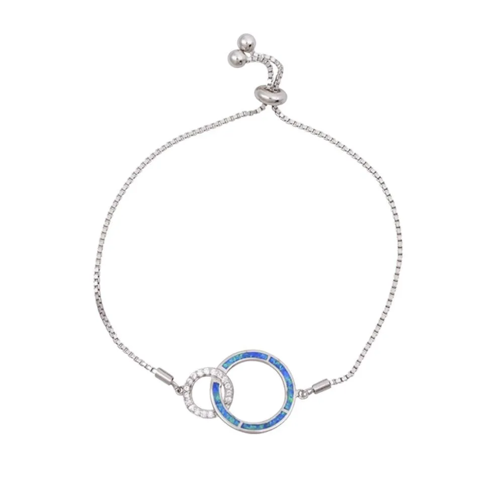 Sterling Silver & CZ Pave Interlocked Blue Lab Opal Adjustable Bracelet - Clear sold by Zulily